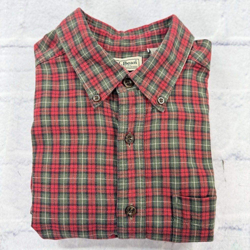 Vintage LL Bean Flannel Long Sleeve Shirt Men's Size L Tall Red‎ Plaid 0WT66 - Picture 15 of 15